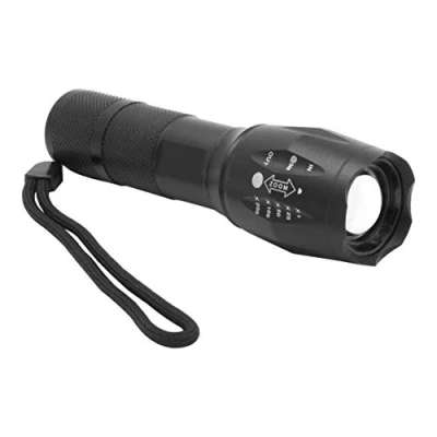 Image of Milestone Camping 53600 LED Aluminium Flash Torch 3 Adjustable Beams Strobe SOS, Battery Operated, Black, L13.5cm x D3.2cm