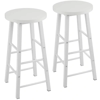 Image of WOLTU Breakfast Kitchen Counter Bar Stools Set of 2 PCS MDF Seat Chairs Metal Legs Barstools Black+Rustic High