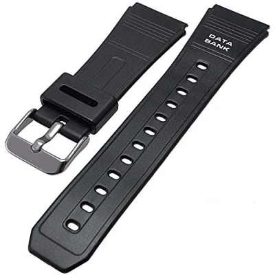 Image of Talk Time Black Rubber Watch Strap To Fit Casio Data Bank 22mm