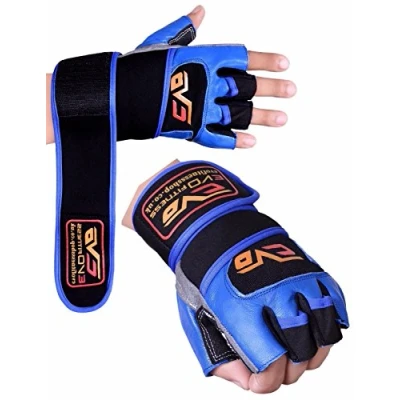 Image of EVO Fitness Leather Cycling Glove Gym Weightlifting Gloves GEL Wraps Straps exercise Wheelchair Bodybuilding (X Large)