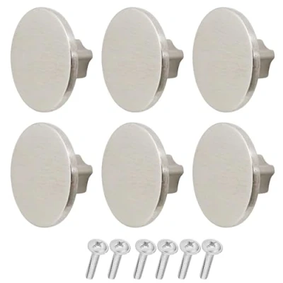 Image of Decoranddecor Vesta 40mm Round Kitchen Cabinet Furniture Knob Zinc Alloy (6 Pack, Brushed Chrome)