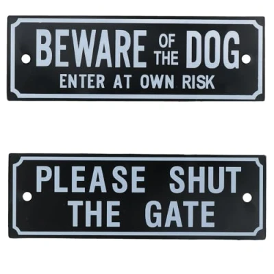 Image of AB Tools Two Garden Gate Signs &#039;Beware of Dog&#039; &amp; &#039;Shut the Gate&#039; Dog Warning SIgn