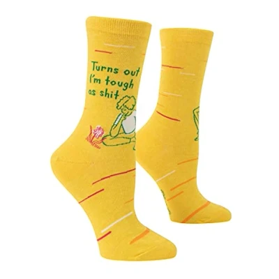 Image of Blue Q women&#039;s Novelty Crew Socks (fit shoe Size 5 10), Turns Out I&#039;m Tough as, One