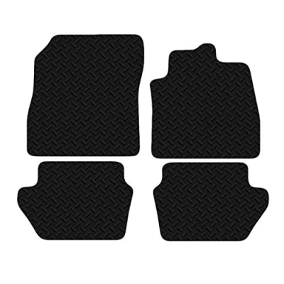 Image of Carsio Car Mats For Ford Fiesta 2017 Onwards 3mm 4pc Set Tailored Fit Rubber Floor Mat Complete Accessory Black Custom Fitted Anti Slip Backing, Heavy Duty &amp; Waterproof