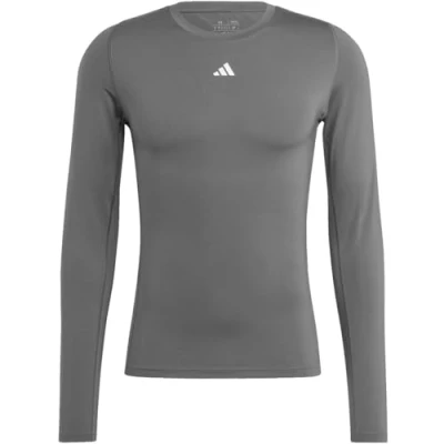 Image of adidas Techfit Mens Long Sleeve T Shirt, Team Grey Four, Large