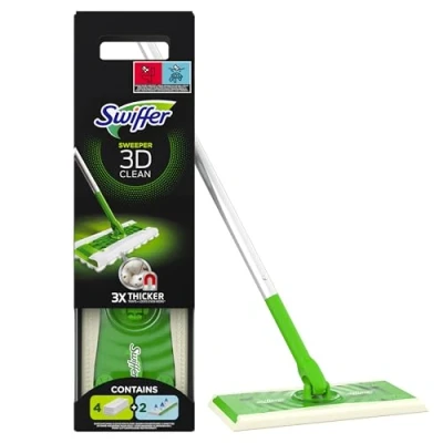 Image of Swiffer 3D Dust Catcher Mop Starter Kit 4 Dry Wipes/2 Wet Wipes