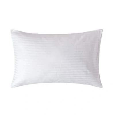 Image of HOMESCAPES White Pure Egyptian Cotton Pillowcase Standard Size 330 TC 500 Thread Count Percale Equivalent Satin Stripe Housewife Pillow Case