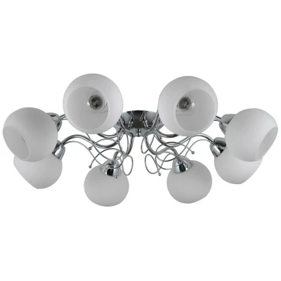 Image of Italux Lighting Stylized Flush Ceiling Light Chrome, White 8 with Shade, E27