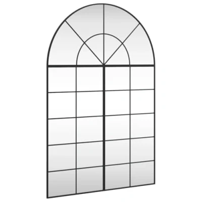 Image of vidaXL Wall mirror black 100x150cm arch iron
