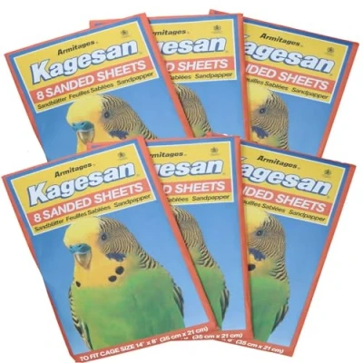 Image of AB Tools 48 Sanded Sheets Sandpaper Cage Lining Budgies Caged Birds 21x35cm