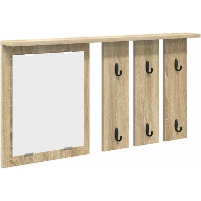 Image of Wall mounted Coat Rack with Shelf Mirror Sonoma oak 85 x 10 45 cm Vidaxl