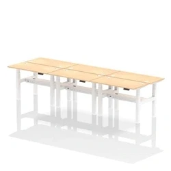 Image of Air B2B 1200x600mm Height Adjustable 6P Bench Desk CP Maple/White