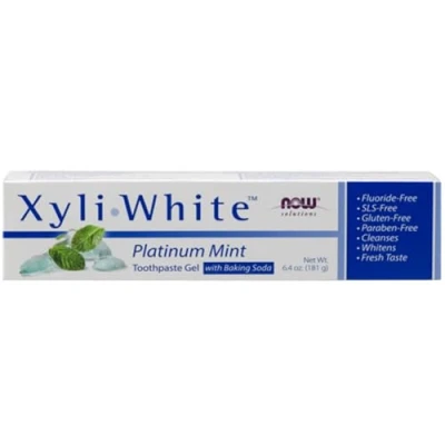 Image of Now Foods, Xyliwhite Platinum Mint Toothpaste, 181g, Gluten Free, SOYA Vegan, Vegetarian, Non GMO