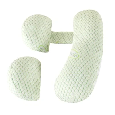 Image of WQU Pregnancy Pillows for Sleeping, Full Body Maternity Pillow with Detachable and Adjustable Cover, Support Back, Legs, Belly, Hips Pregnant Women (Green)
