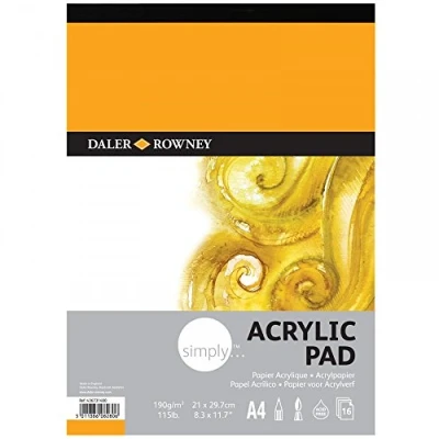 Image of Daler Rowney Simply Linen Texture 190gsm A4 Acrylic Paper Pad, Glued 1 Side, 16 White Sheets, Ideal for Entry Level Artists &amp; Hobbyists