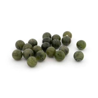 Image of Vintageparts Natural Jade Beads Olive Green 7mm Pack of 20 DIY Jewellery Making Mala Chain