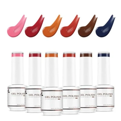 Image of Nicedeco Gel Nail Polish Set, UV/LED Soak Off Art Manicure Pedicure, Salon &amp; Home Use Long Lasting Easy to Apply 6pcs x 8ml Kit10