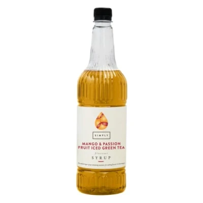 Image of Simply Mango &amp; Passion Fruit Iced Green Tea Syrup, Vegan, Halal, Gluten Free Beverage Syrup for Cordial Squash, Cocktails Mocktails (1 Litre)