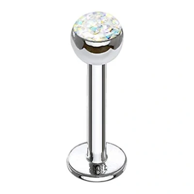 Image of The Goldmine 4mm Crystal AB Colour Top Ball Labret/Monroe/Madonna Piercing 316L Surgical Stainless Steel 16GA(1.2mm) 5/16&quot;(8mm) bar FREE UK Delivery