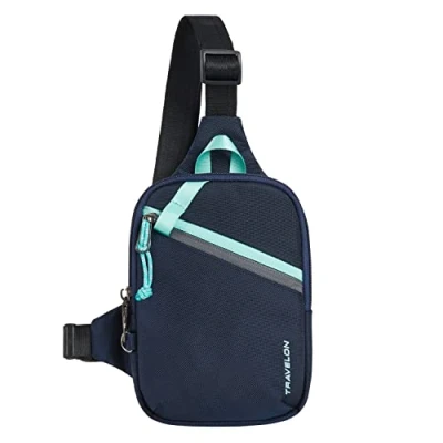Image of Travelon Unisex Adult Anti Theft Greenlander Compact Sling Bag, Galaxy Blue, 5&quot; W x 7.25&quot; H 1.75&quot; D
