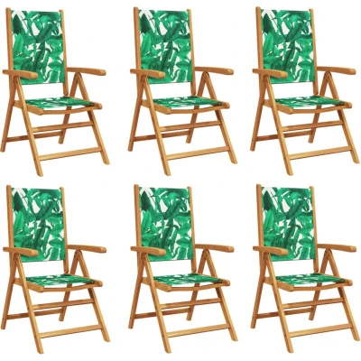 Image of vidaXL Reclining Garden Chairs 6 pcs Green Fabric and Solid Wood