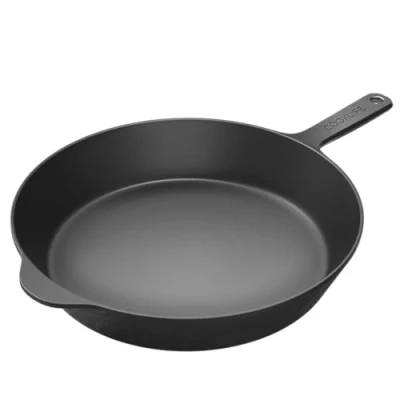 Image of Cooklife 12 Inch Smooth Cast Iron Skillet Oven Safe Pre Seasoned Pan Frying for Indoor &amp; Outdoor Use