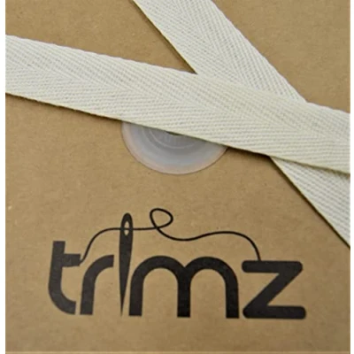 Image of Trimz 100% Cotton Herringbone Tape, Natural, 15mm x 10m