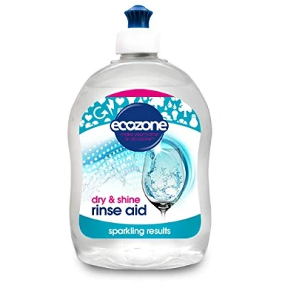 Image of Ecozone Rinse Aid, Natural Rinsing Aid for Dishwashers, Dry &amp; Shine Gentle Formula Sparkling Streak Free Results, Leaves Glass Crockery Hygienically Clean, Vegan Friendly Solution (500ml)
