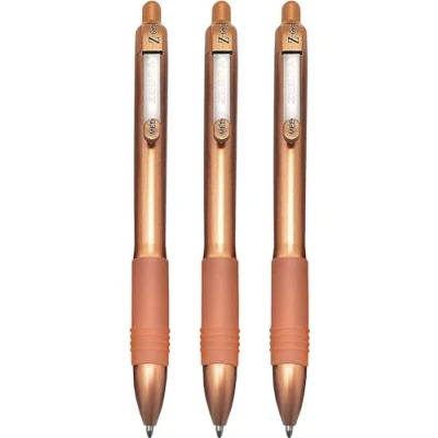 Image of Zebra Z Grip Smooth Retractable Ballpoint Pen 1.0mm Rose Gold Barrel Black Ink Pack of 3