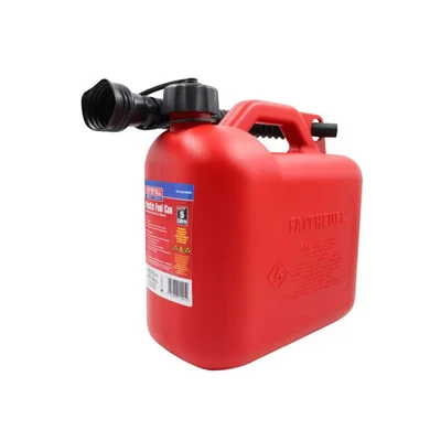Image of Faithfull 5 Litre Plastic Fuel Can Red. Complies with: UN/16/1558/23