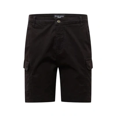 Image of BRAVE SOUL Men&#039;s Shorts Knee Length Cotton Elasticated Waist Workwear Half Pant (Black, L)