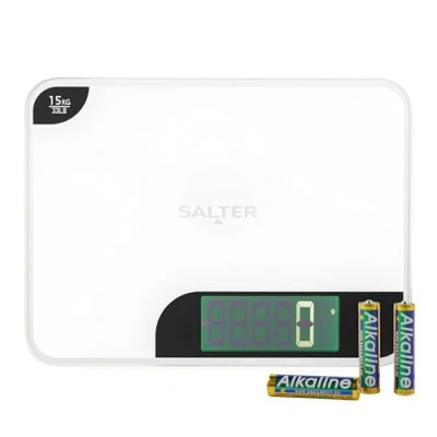 Image of Salter High Capacity Kitchen Scale Digital Baking Scale, 15kg Capacity, Food Chop and Weigh Ingredients, Measures Liquids, Add &amp; Tare Function, XL Glass Platform, LED Display
