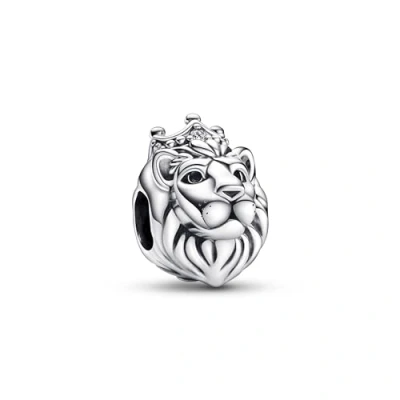 Image of Pandora Moments Lion head sterling silver charm with clear cubic zirconia