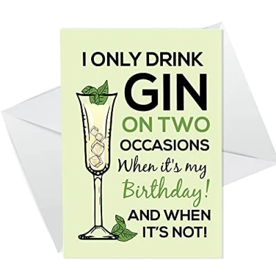 Image of RED OCEAN Funny GIN Birthday Card For Men Women Him Her Friend