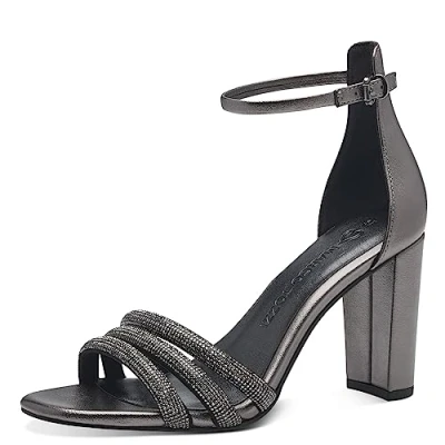 Image of MARCO TOZZI Women&#039;s 2 28300 41 Sandal Heel, Pewter Comb, 3.5