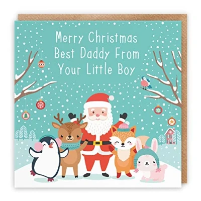 Image of Hunts England Daddy Christmas Card From Your Little Boy Merry Best Santa &amp; Friends Collection Fun