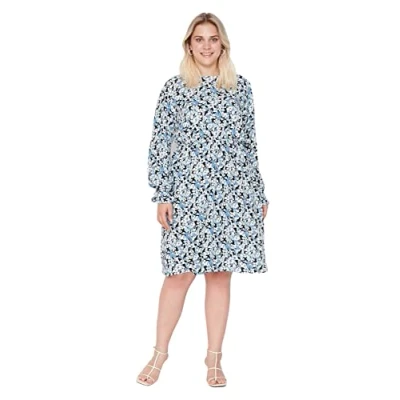 Image of Trendyol Women Plus Size Maxi A line Relaxed Woven Dress Blue