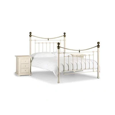 Image of Julian Bowen Bed, Metal, Stone White, Double