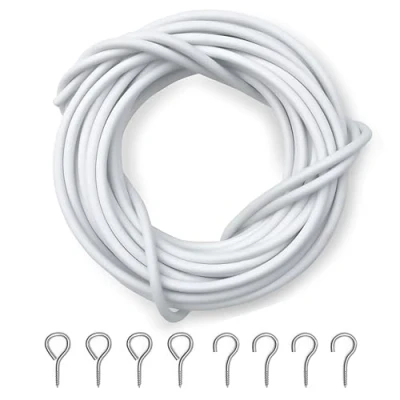 Image of Dikots net curtain wire and Hooks set 3 Meter kit with 4 Eyes &amp; A multipurpose suitable for curtains windows Durable window