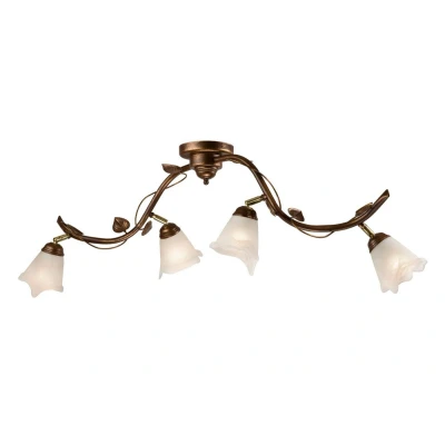 Image of Bluszcz Multi Arm Semi Flush Ceiling Light With Glass Shades, Brown, 4x E14