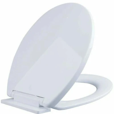 Image of Soft Close Oval Toilet Seat Standard Size Loo Easy Installation with Bottom Fixing and Adjustable Hinges Quick Release for Cleaning White Plastic