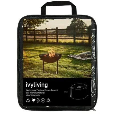 Image of Waterproof Firebowl Cover (Round) in Eco friendly Material L58 x W58 H60 cm Grey