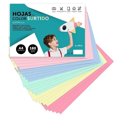 Image of A4 Assorted Pastel Colour Card 180g for Crafts, Printing Documents and Creative Designs Foils m office (x100 Assortment)