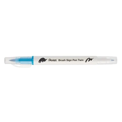 Image of Pentel Brush Sign Pen Twin Tip Turquoise Pack of 10