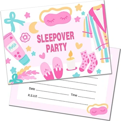 Image of Olivia Samuel 20 x Sleepover Party Invites from A6 Double Sided Cards with Envelopes