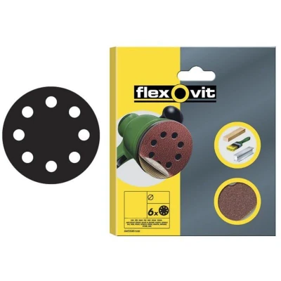 Image of Flexovit Hook &amp; Loop Sanding Disc 150mm Assorted (Pack of 6)