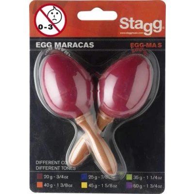 Image of Stagg Egg MA Plastic Maracas Pair with Long Handle Red