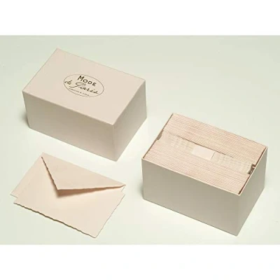 Image of Clairefontaine Ref 92305L G.Lalo &quot;Mode de Paris&quot; Correspondence Set 30 x Cards (300gsm, 9.7 15.2cm) + Lined Envelopes with Gummed Edges (10 15.8cm) Pink