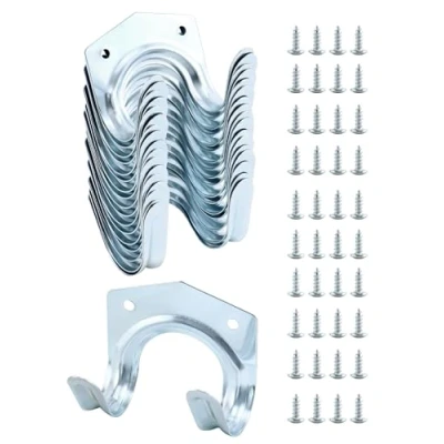 Image of QWORK 20 Pack Heavy Duty Tool Hooks Metal Storage with 40 Screws Ideal for Shed Garage Garden