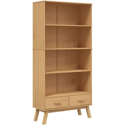 Image of vidaXL Bookcase 4 Tier OLDEN Brown Solid Wood Pine